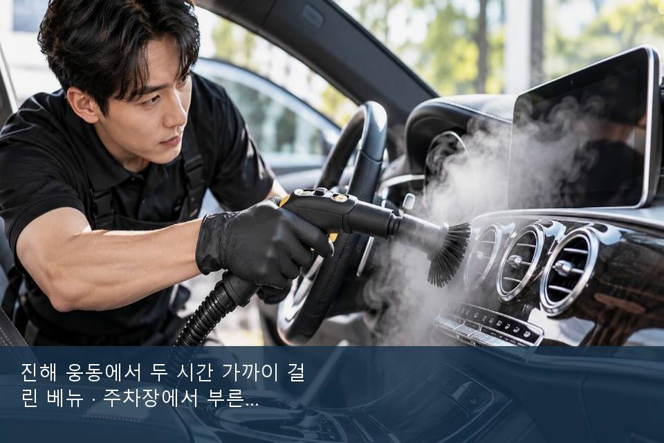 진해 웅동에서 두 시간 가까이 걸린 베뉴 · 주차장에서 부른 날